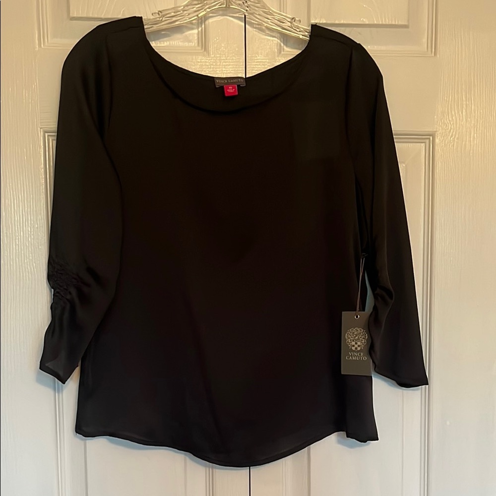 Vince Camuto Black Fitted Blouse with 3/4 Sleeves